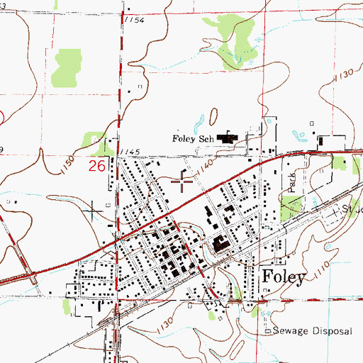 Topographic Map of Benton County Jail, MN