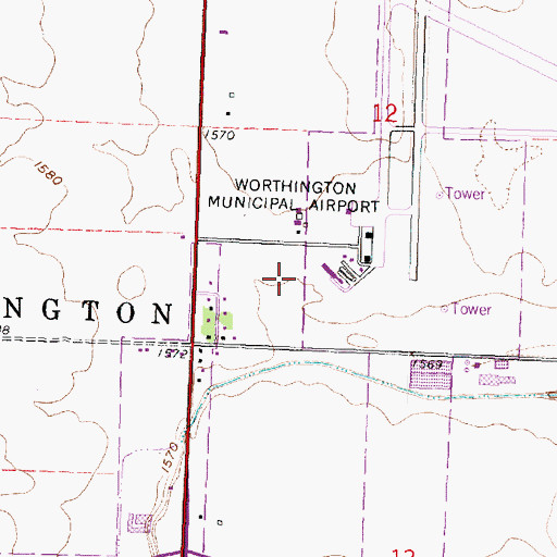 Topographic Map of Nobles County Jail, MN