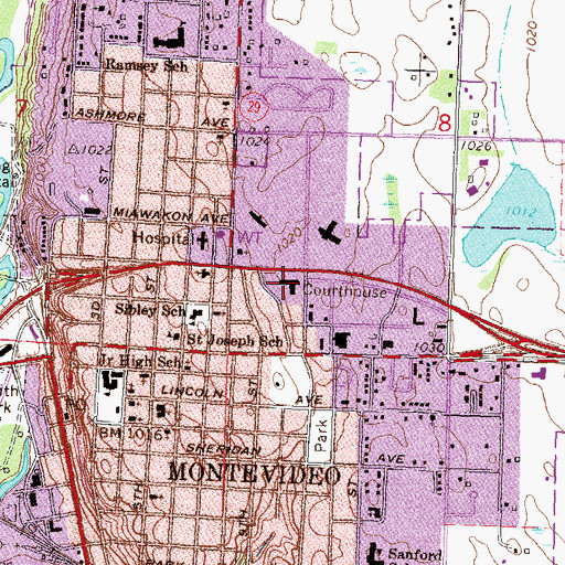 Topographic Map of Chippewa County Jail, MN