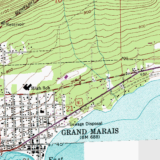 Topographic Map of Cook County Jail, MN