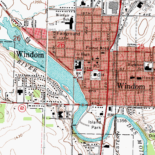 Topographic Map of Cottonwood County Jail, MN