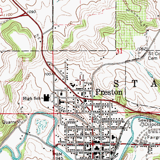 Topographic Map of Fillmore County Jail, MN