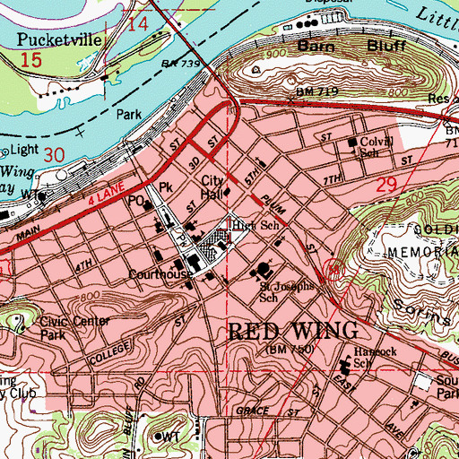 Topographic Map of Goodhue County Jail, MN