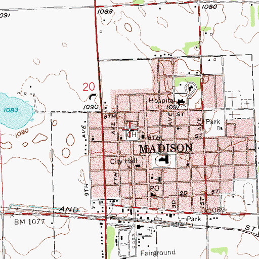Topographic Map of Lac qui Parle County Jail, MN