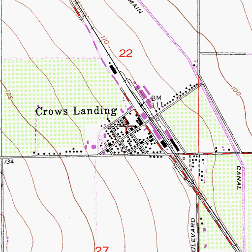 Topographic Map of Crows Landing Post Office, CA