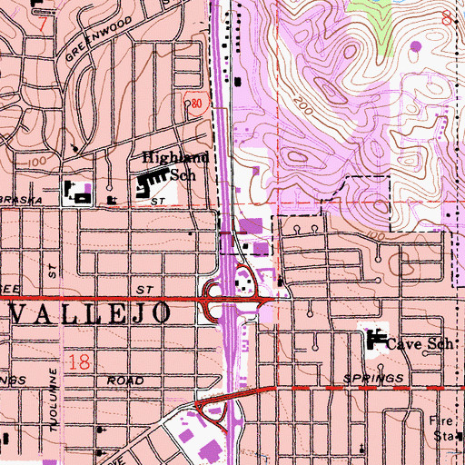 Topographic Map of Springstowne Post Office, CA