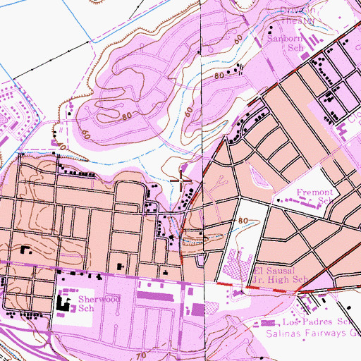 Topographic Map of Alisal Post Office, CA