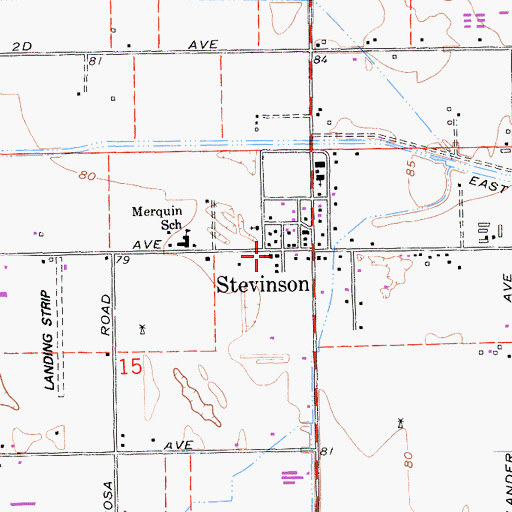 Topographic Map of Stevinson Post Office, CA