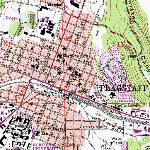Topographic Map of Coconino County Sheriff's Office, AZ