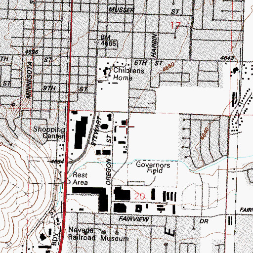 Topographic Map of Carson City Post Office, NV