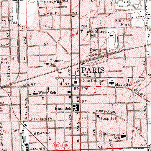 Topographic Map of Edgar County Sheriff's Office, IL