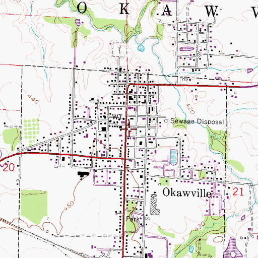 Topographic Map of Okawville Police Department, IL