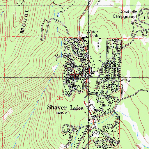 Topographic Map of Shaver Lake Heights, CA