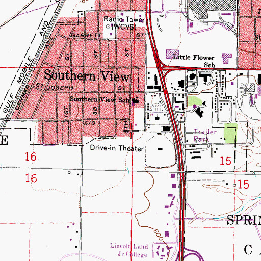 Topographic Map of Southern View Village Police Department, IL