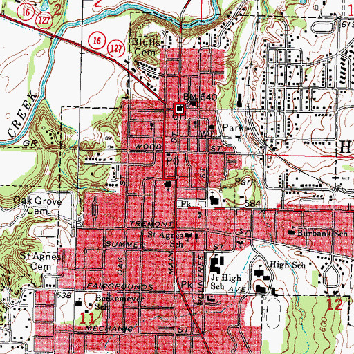 Topographic Map of Hillsboro Police Department, IL