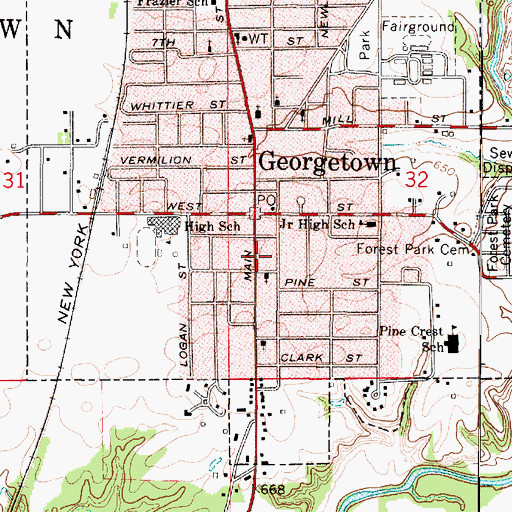 Topographic Map of Georgetown Police Department, IL