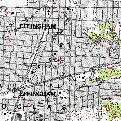 Topographic Map of Effingham Police Department, IL
