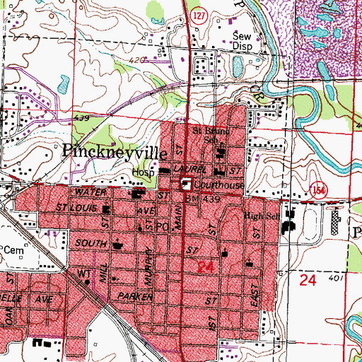 Topographic Map of Perry County Sheriff's Office, IL