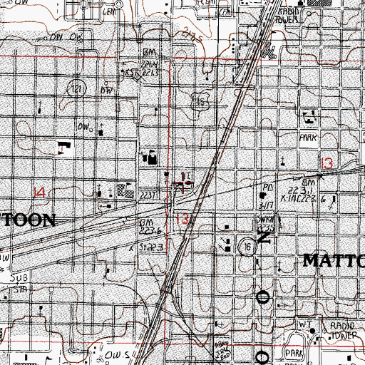 Topographic Map of Coles County Sheriff's Office, IL