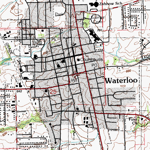 Topographic Map of Waterloo Police Department, IL