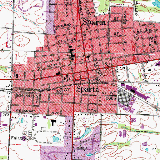 Topographic Map of Sparta Police Department, IL