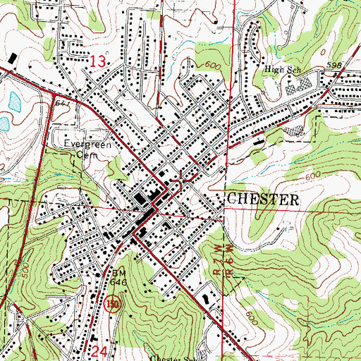 Topographic Map of Chester Police Department, IL