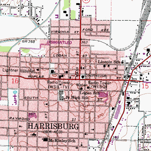 Topographic Map of Saline County Sheriff's Office, IL