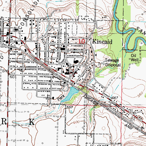 Topographic Map of Kincaid Police Department, IL