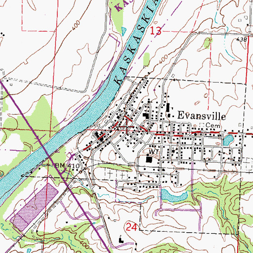 Topographic Map of Evansville Police Department, IL