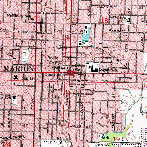Topographic Map of Marion Police Department, IL