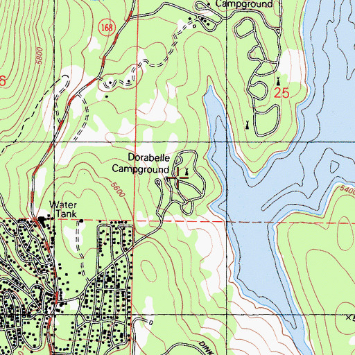 Topographic Map of Dora Belle, CA