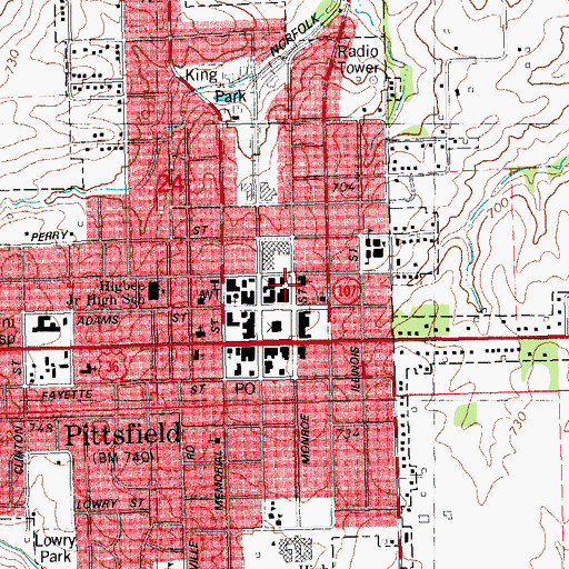 Topographic Map of Pittsfield Police Department, IL