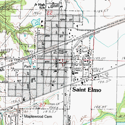 Topographic Map of Saint Elmo Police Department, IL