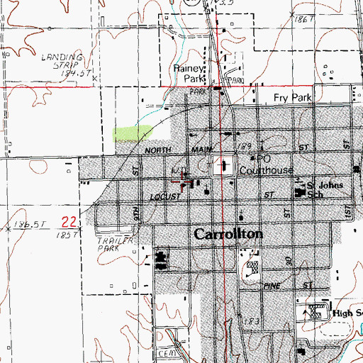 Topographic Map of Greene County Sheriff's Office, IL