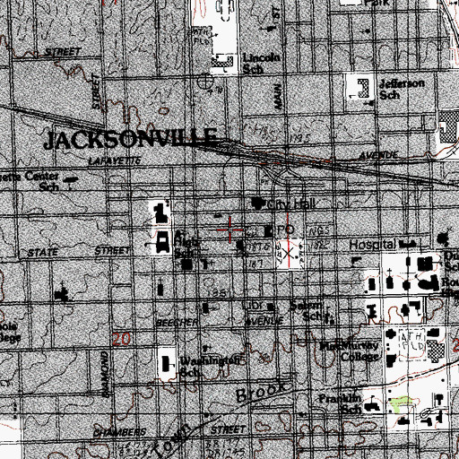 Topographic Map of Morgan County Sheriff's Office, IL