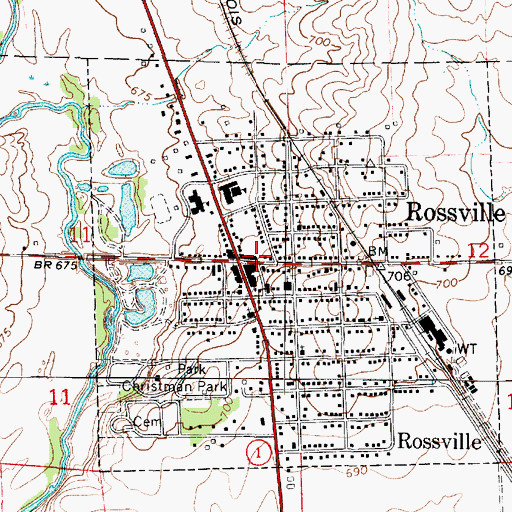 Topographic Map of Rossville Police Department, IL