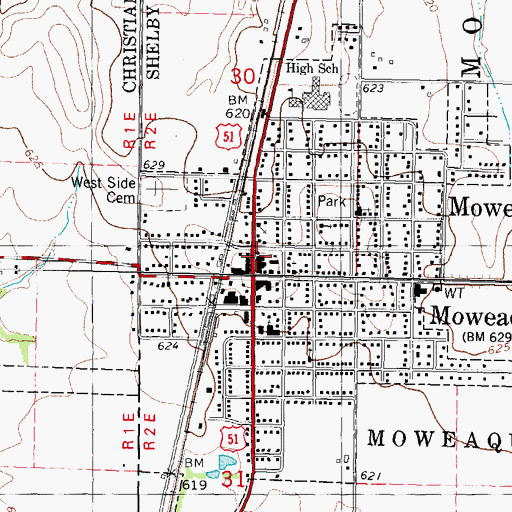 Topographic Map of Moweaqua Police Department, IL