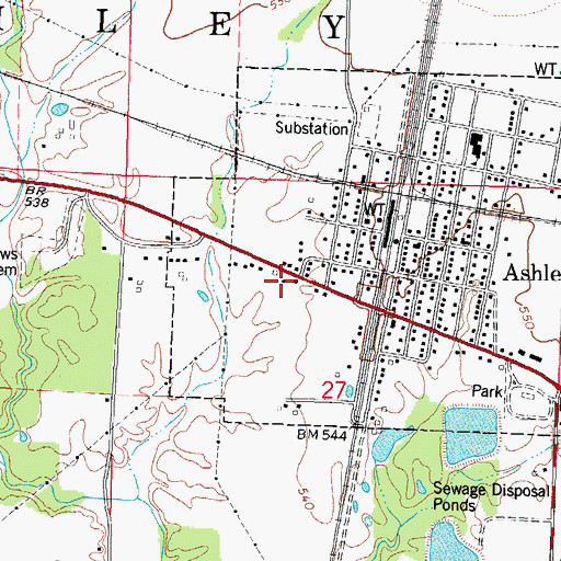 Topographic Map of Ashley Police Department, IL