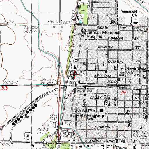 Topographic Map of Tuscola Police Department, IL