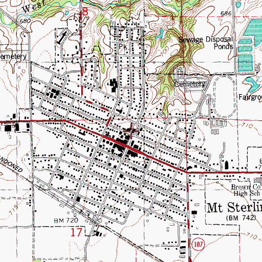 Topographic Map of Brown County Sheriff's Office, IL