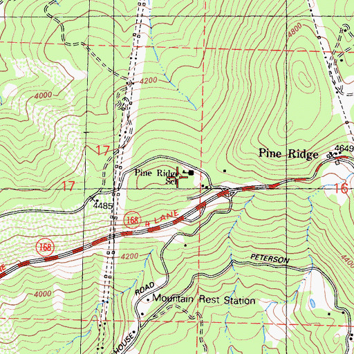 Topographic Map of Pine Ridge School, CA