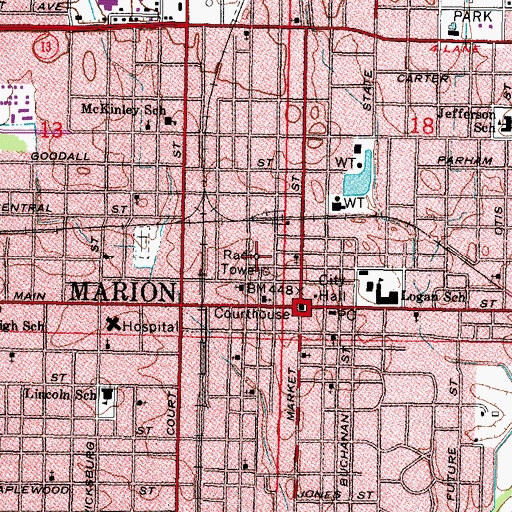 Topographic Map of Williamson County Sheriff's Office, IL