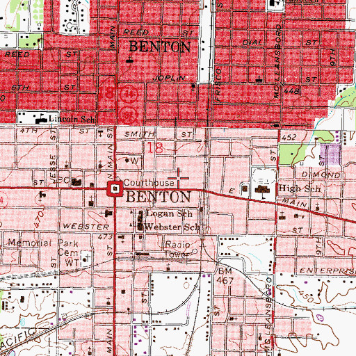 Topographic Map of Franklin County Sheriff's Office, IL