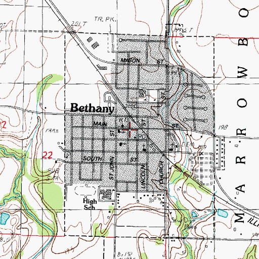 Topographic Map of Bethany Police Department, IL