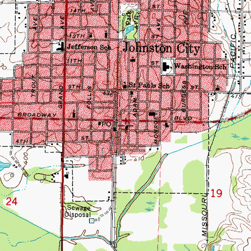 Topographic Map of Johnston Police Department, IL