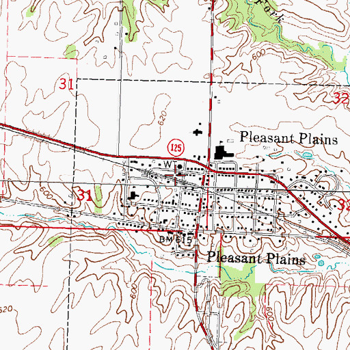 Topographic Map of Pleasant Plains Police Department, IL