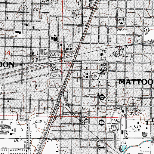 Topographic Map of Mattoon Police Department, IL