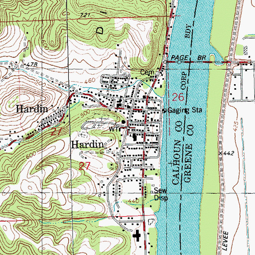 Topographic Map of Calhoun County Sheriff's Office, IL