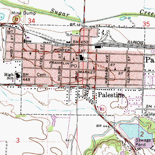 Topographic Map of Palestine Police Department, IL
