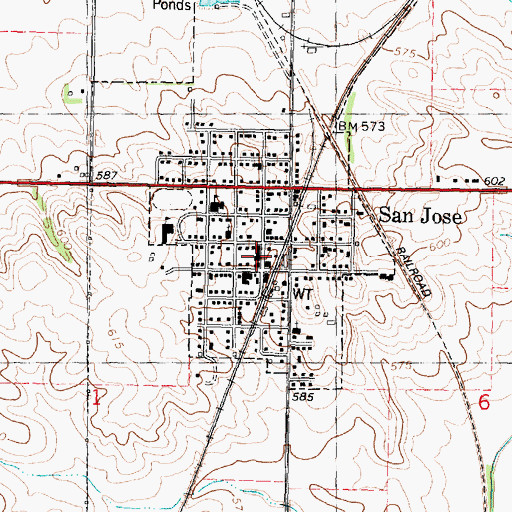 Topographic Map of San Jose Police Department, IL